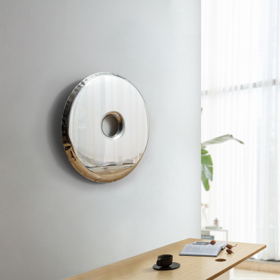 Rondo Abstract Wall Mounted Stainless Steel Donut Mirror
