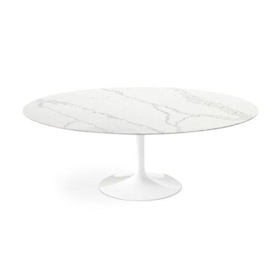Carrara Nuvo Calacatta Quartz Tulip Dining Table - Oval