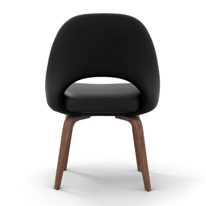 Saarinen Executive Leather Side Chair - Wood Legs
