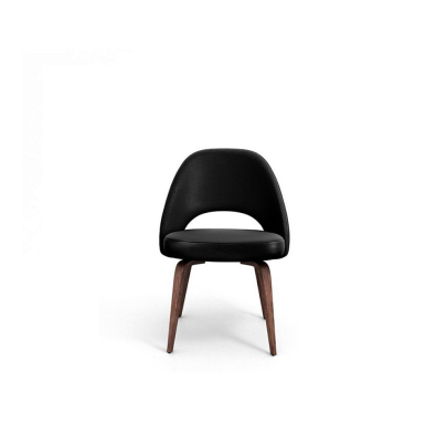 Saarinen Executive Leather Side Chair - Wood Legs