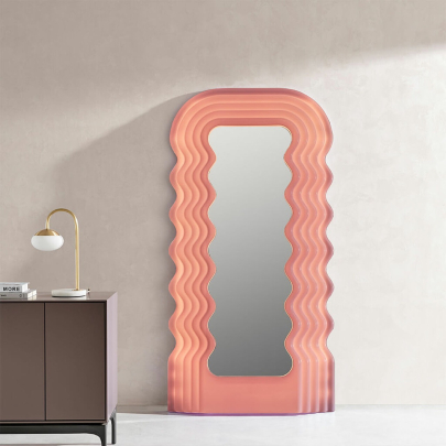 Ettore Sottsass Pink Light Up Wavy Mirror