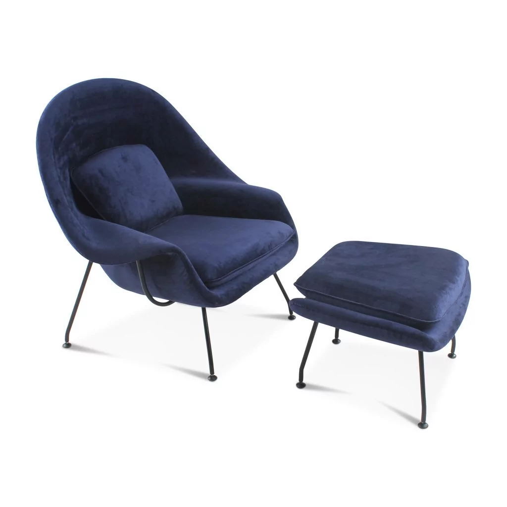 Womb Chair & Ottoman - Black Powder-Coated Steel Legs