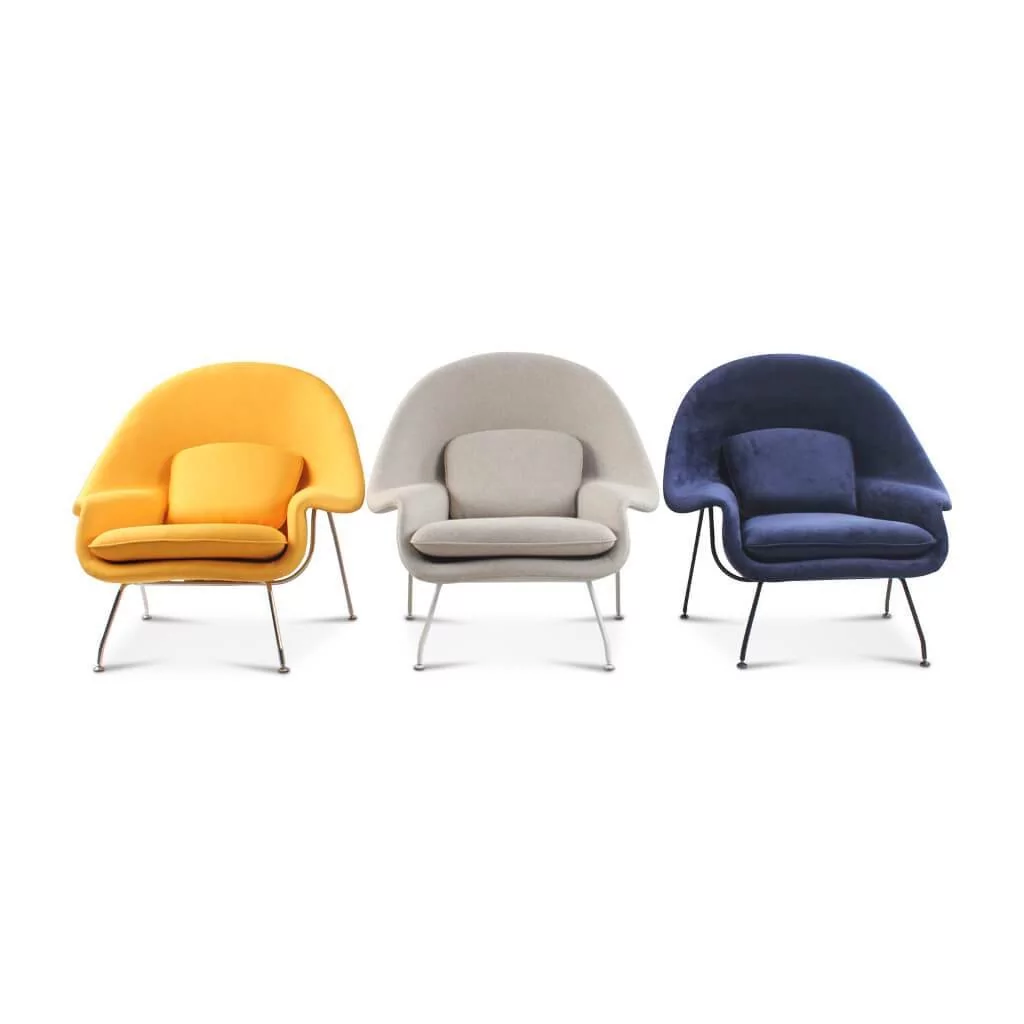 Womb Chair & Ottoman - Black Powder-Coated Steel Legs