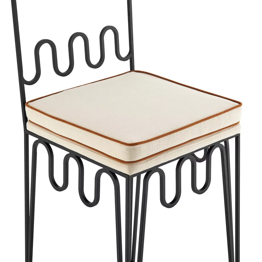 EM Wabi-Sabi Wave Sculptural Metal Counter Stool with Cushion