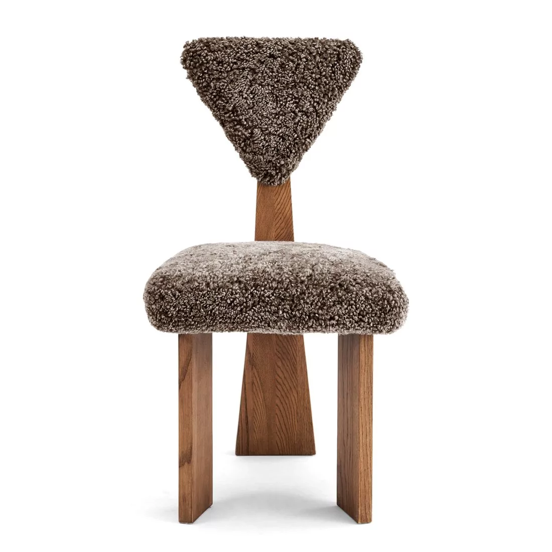 Giraffe Genuine Sheepskin Upholstered Wood Dining Chair with Three