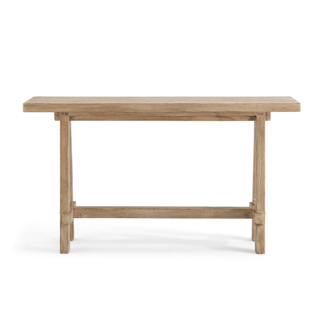 EM Wabi-Sabi Rustic Farmhouse Reclaimed Wood Sawhorse Console Table