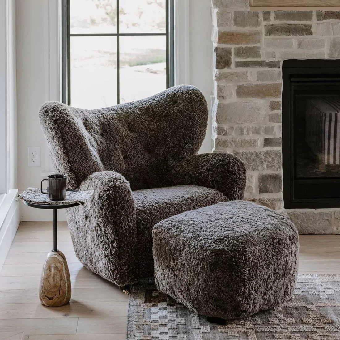 Flemming Lassen The Tired Man Lounge Chair & Footstool in Genuine